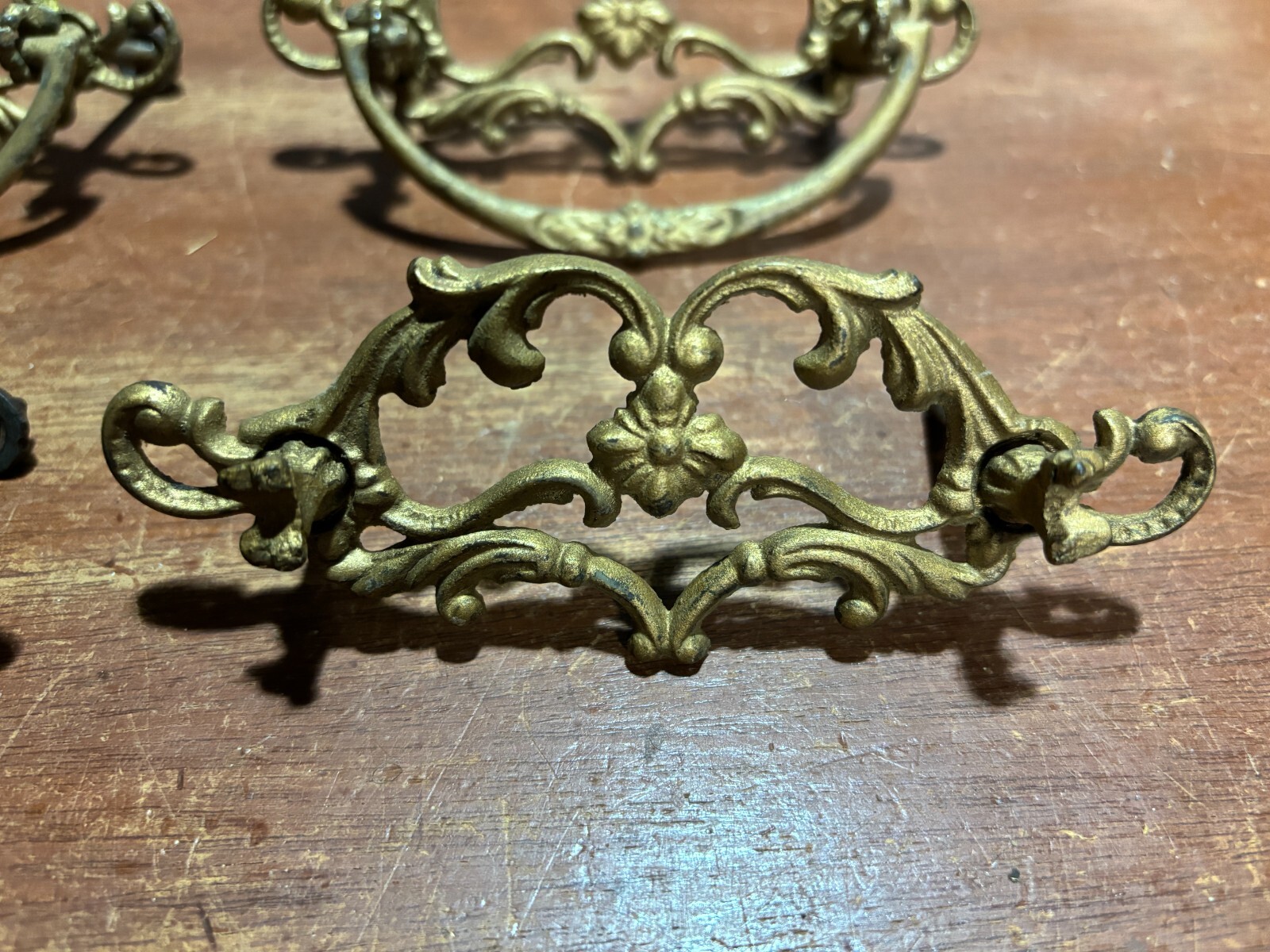 2 Vintage Antique Ornate Fancy Drop Bail Drawer Pulls & some parts. 3 inch CTC