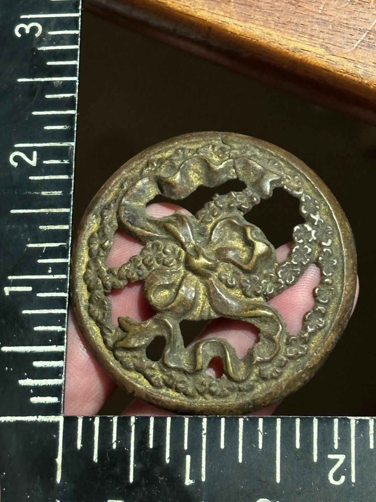 3 Vintage Ornate Round Cabinet Knob Drawer Pulls 2 inch Diameter
