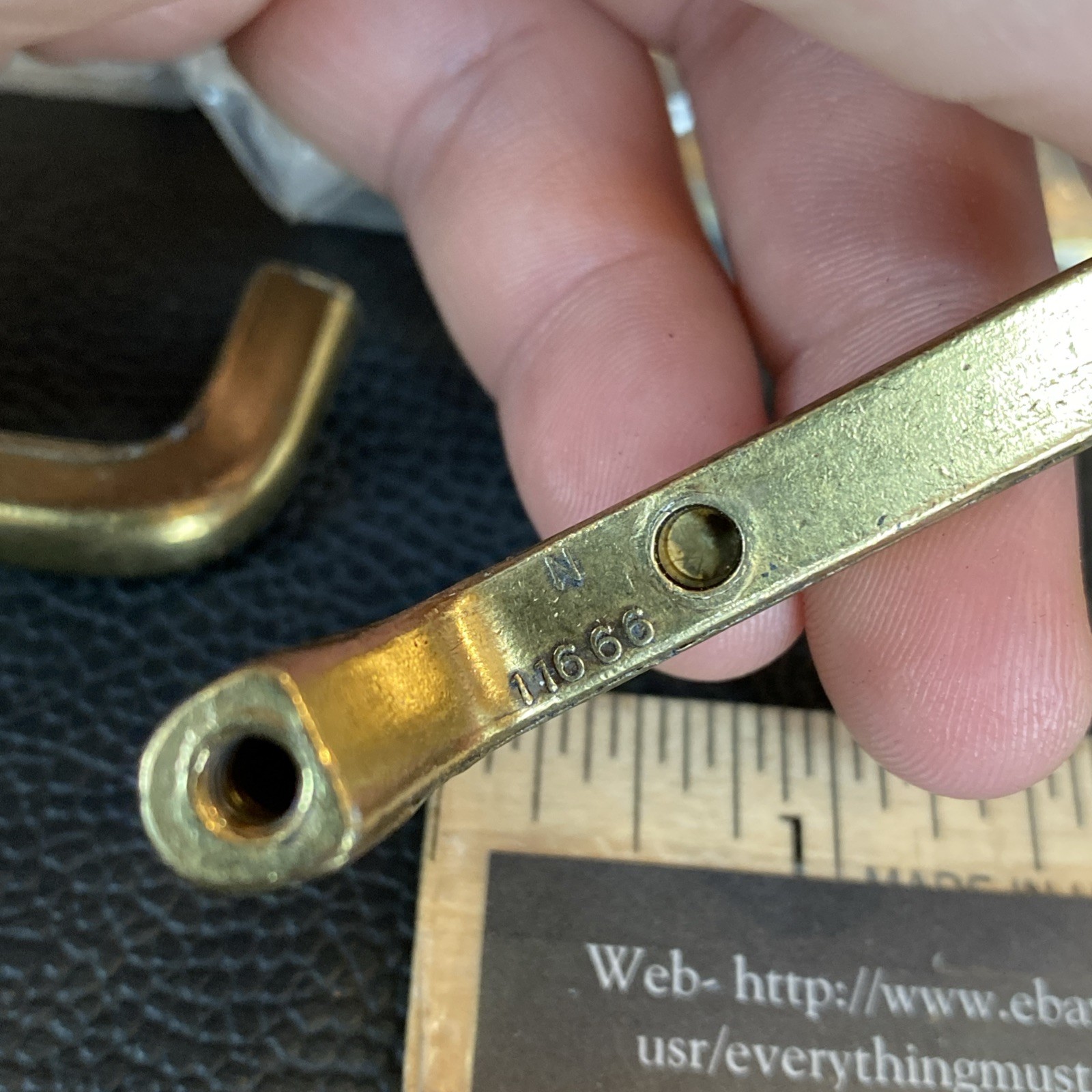 Lot 13 KBC Keeler Brass Co Vtg Drawer Pull Filing Cabinet Fixed Handle MCM Solid