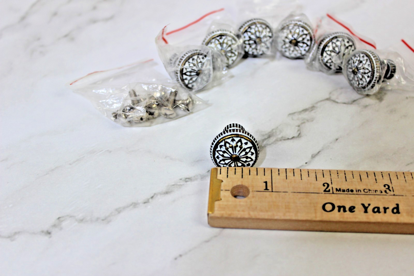 Seven Pc Vintage Like Ornate Brass Drawer Knobs Door Dresser Knobs