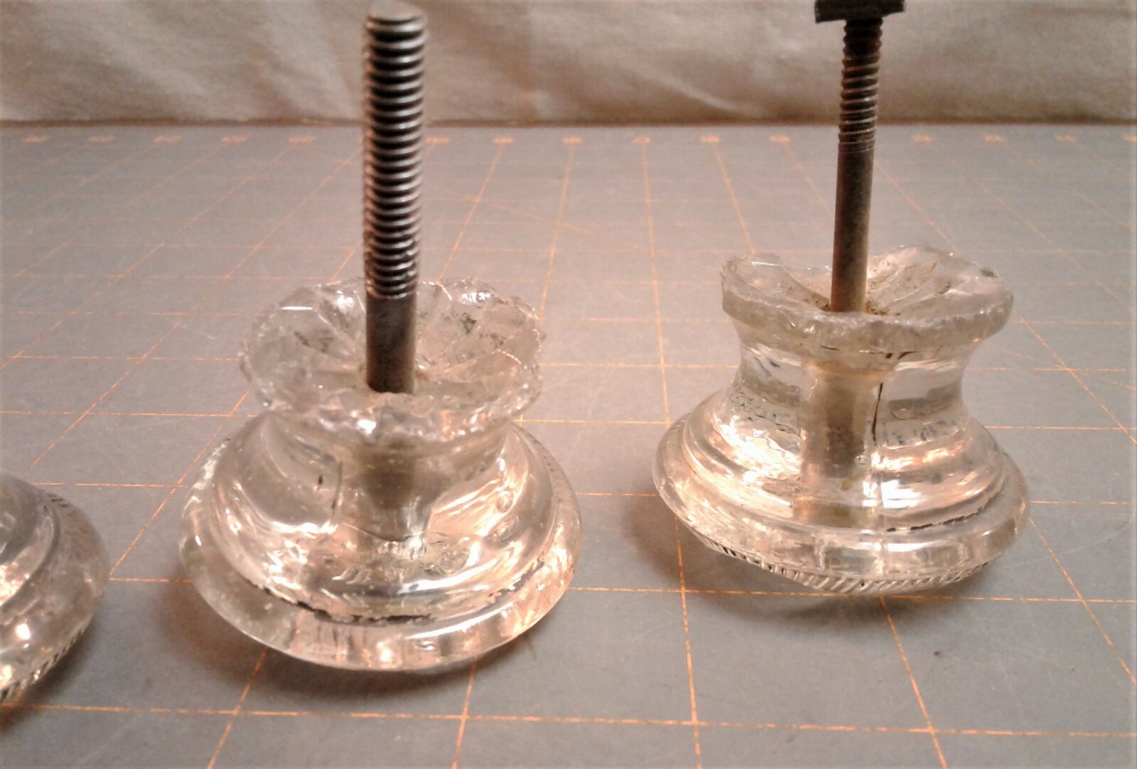 Set of 4 Antique Pressed Glass Chest of Drawer Pulls 1820s Era