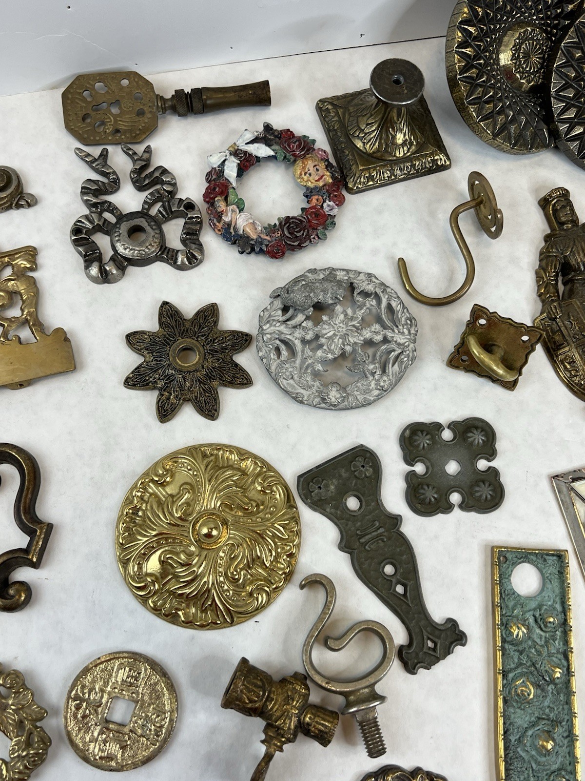 JUNK LOT of Antique Salvaged Brass Drawer Pull knobs – Steampunk art ideas!