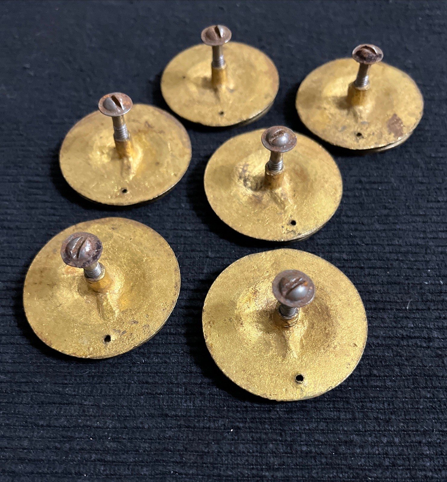 ⭐️ Antique Drawer Pulls Hardware Ornate Round Deco Ring Pulls Lot/Set Of 6 ⭐️