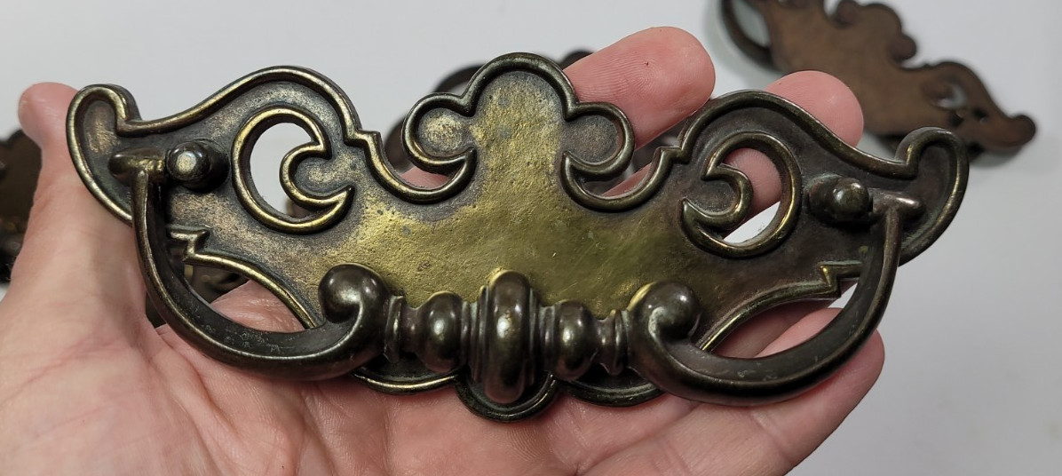 Vintage Brass Batwing Chippendale Style Drop Bail Pull Drawer Hardware BPC 2716