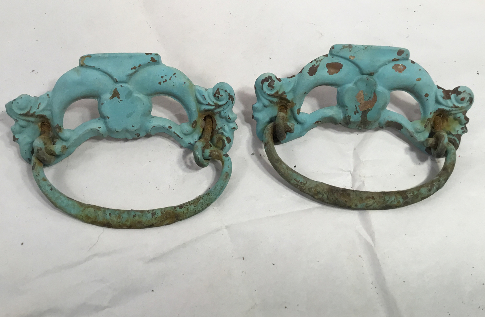 Vintage Drawer Pulls, Painted, Mid Century Modern. ~37 total