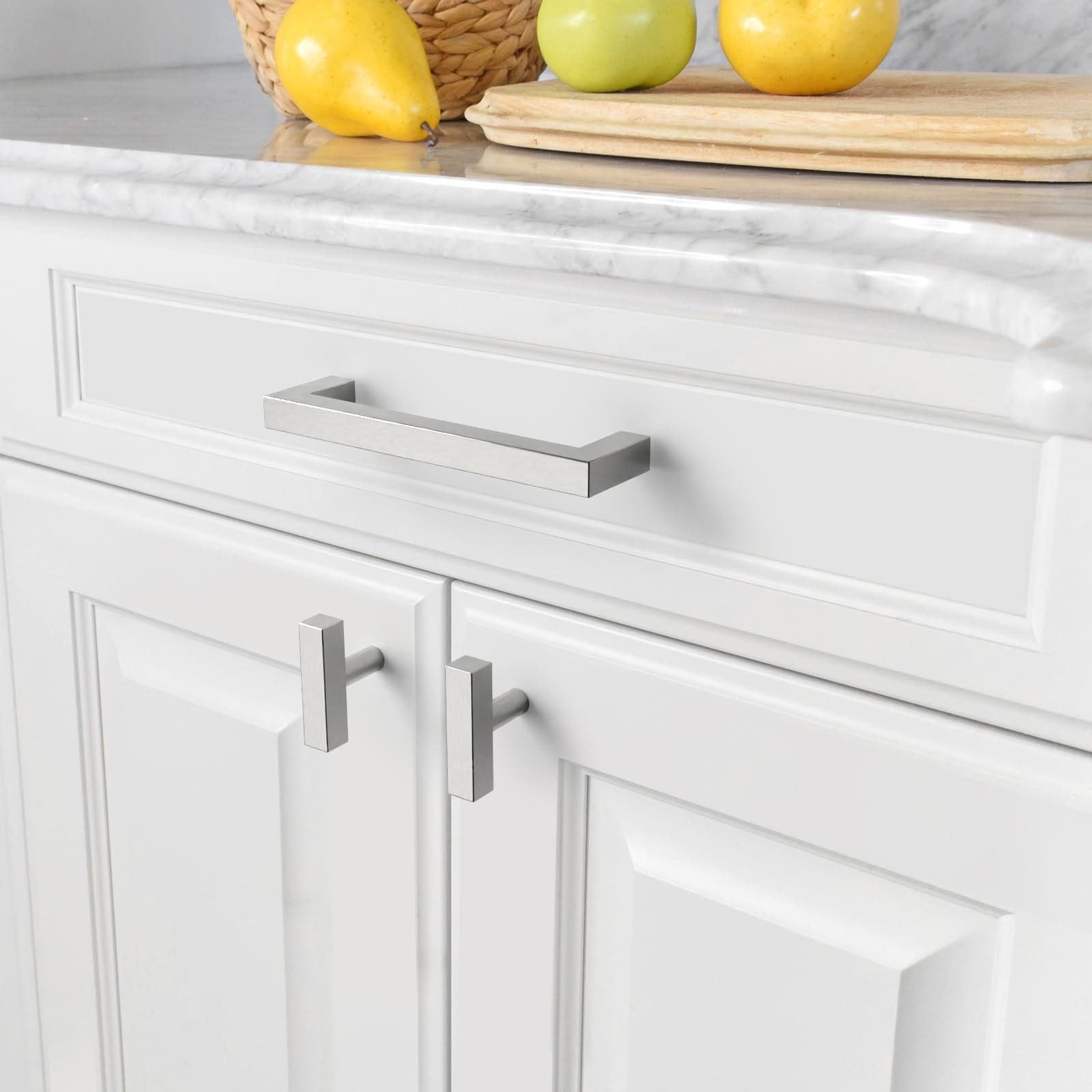 Amerdeco 10 Pack Brushed Satin Nickel Cabinet Pulls 5 Inch128Mm Hole Centers