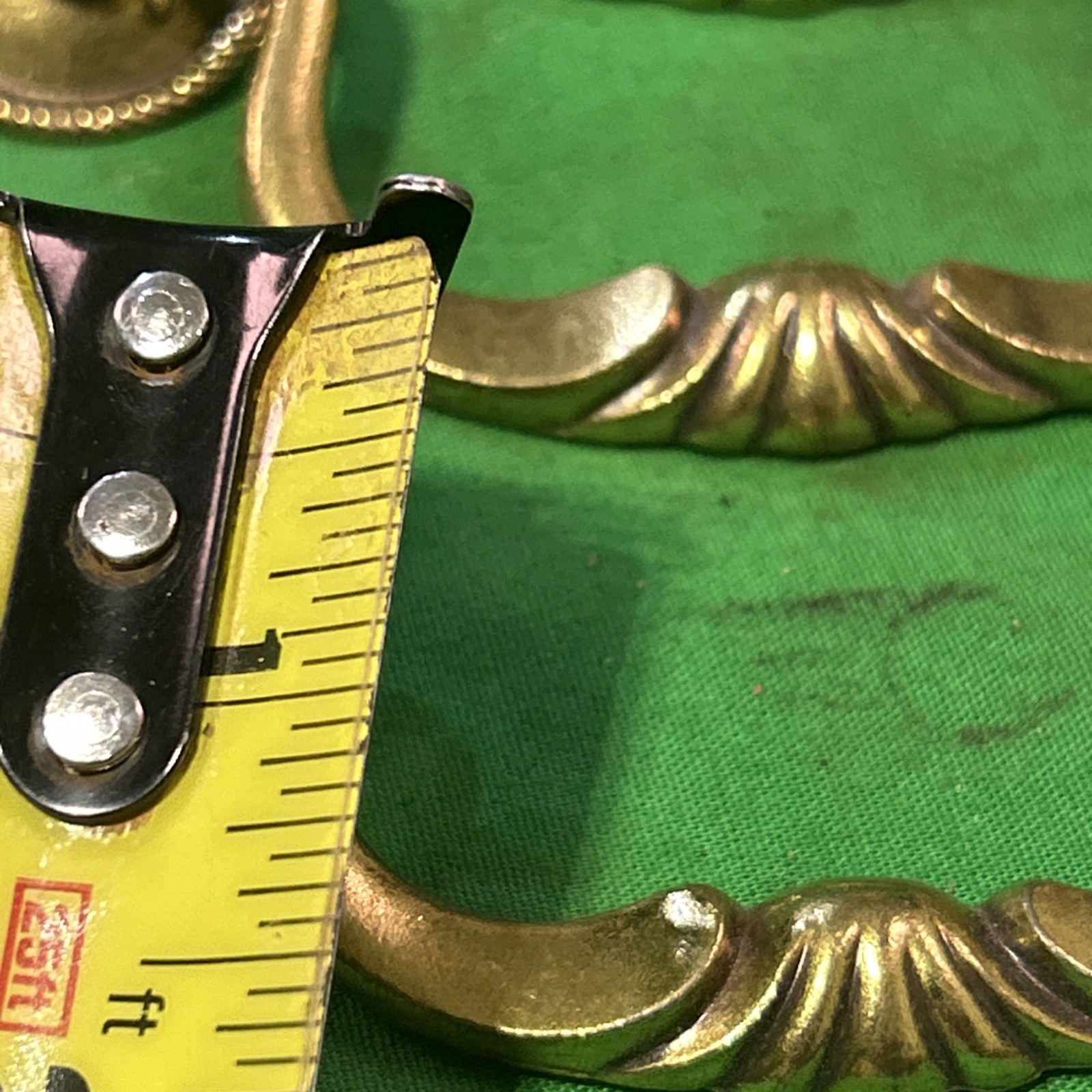 Five (5) Vintage Brass Drop Bail Pull Handle Drawer 3.5” Center