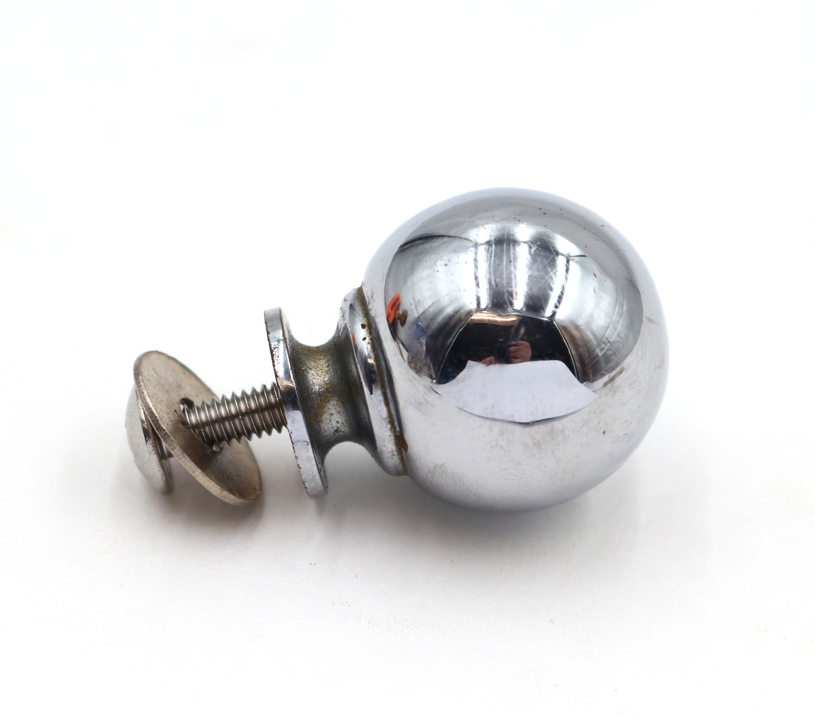 Pair of Vintage 0.875 in. Chrome Ball Cabinet Drawer Knobs