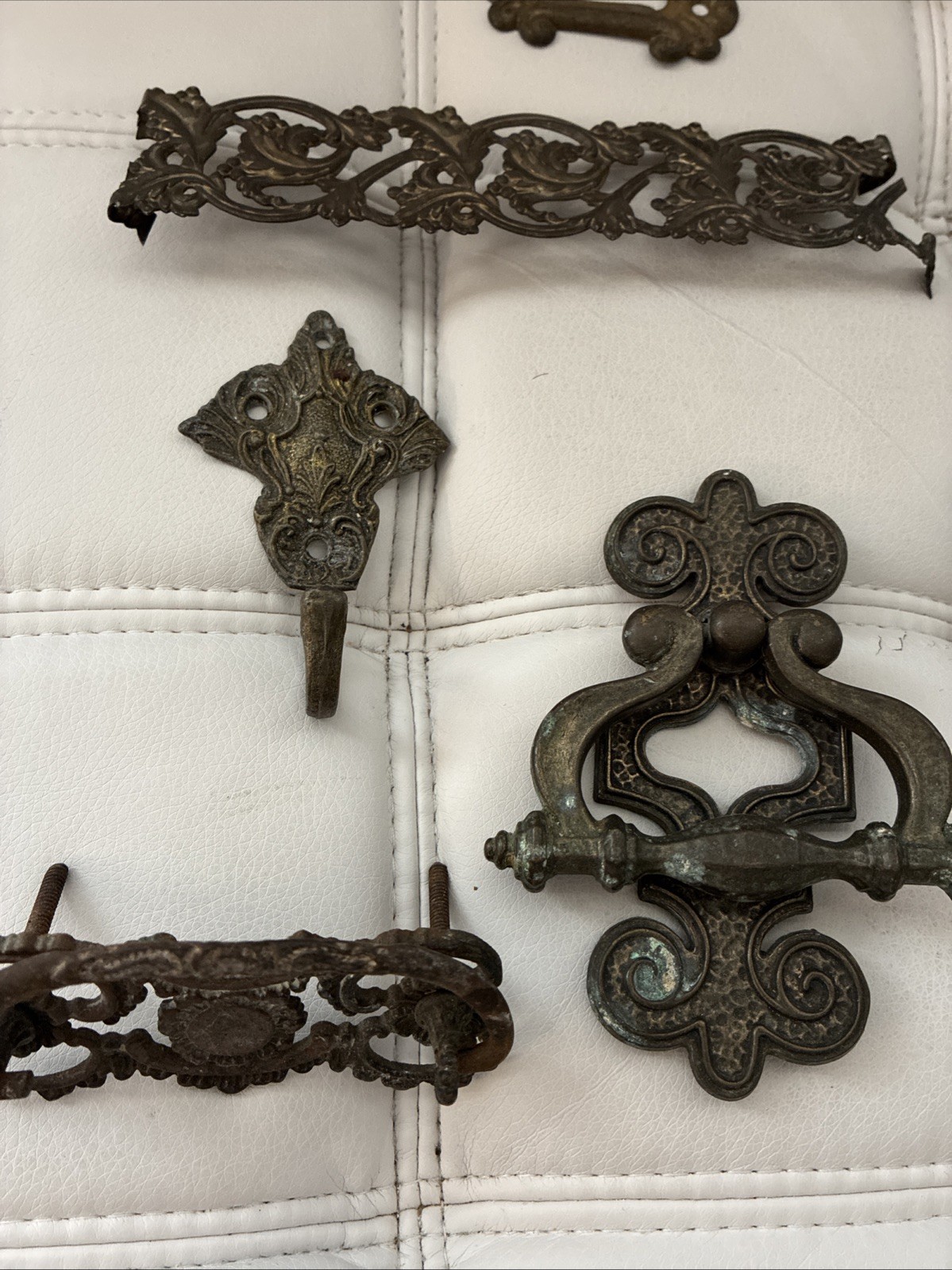 Vintage Brass Metal Hardware Lot Door Knocker Drawer Pulls Cabinet Etc. Antique