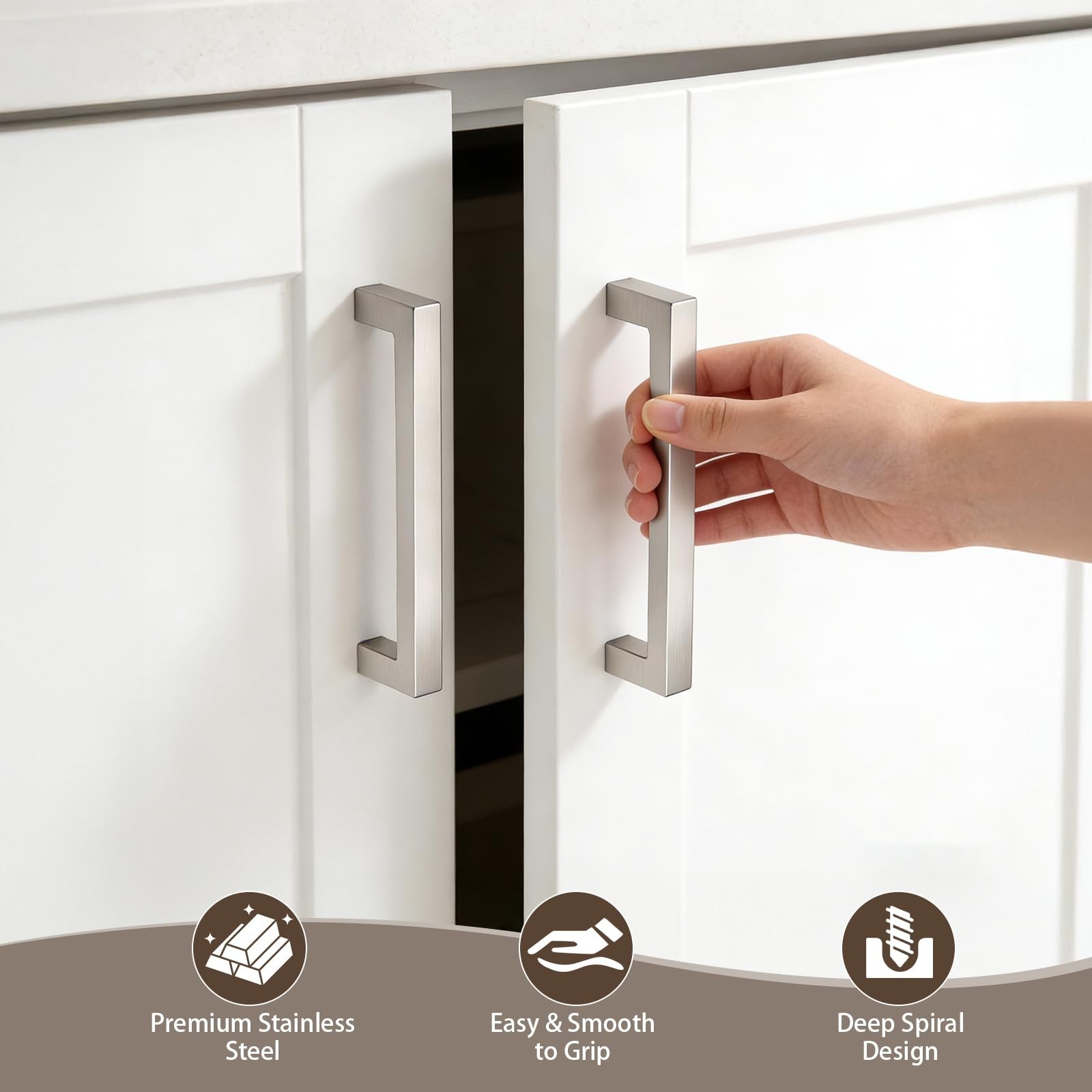 10 Pack 5 Inch Brushed Nickel Cabinet Pulls Stainless Steel Kitchen Cabinet H…