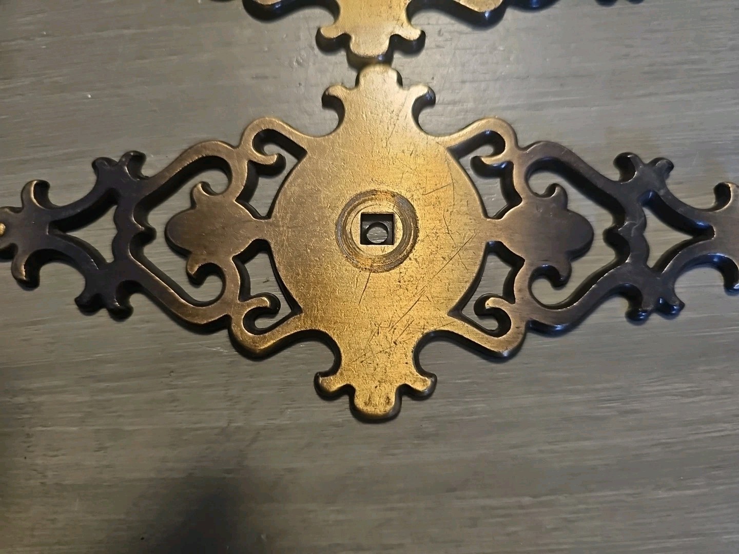 6-VINTAGE Amerock DRAWER PULLS Back Plate Brass Holes Scrolls