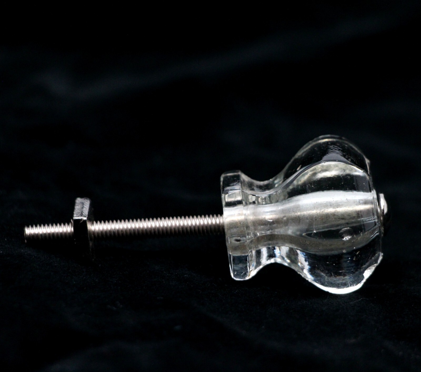 Vintage Hexagon Shaped Clear Glass 1.25 in. Cabinet Drawer Knob