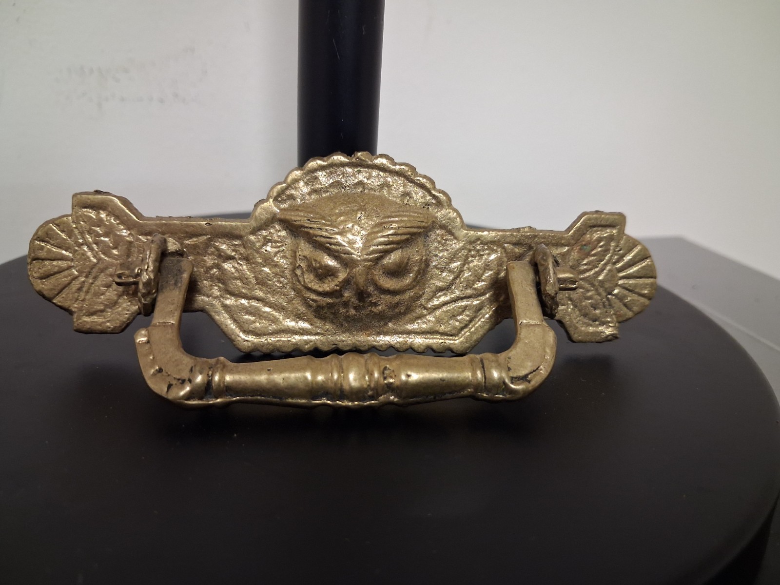 Vintage Brass Rhyne Owl Head Drawer Pull Brass Figural