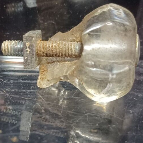 8 Vtg Antique Clear Glass Hexagon Dresser Drawer Cabinet Pulls Knob 1 ” Knobs