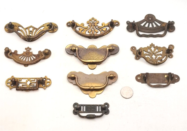 Lot of Mixed Antique/Vintage Hardware Furniture Drawer handles Metal Brass