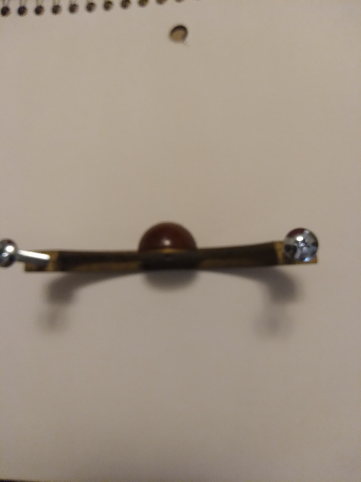 Art Deco Cabinet, Dresser, Nightstand Drawer Pull Gold Brass Acrylic Mauve Ball