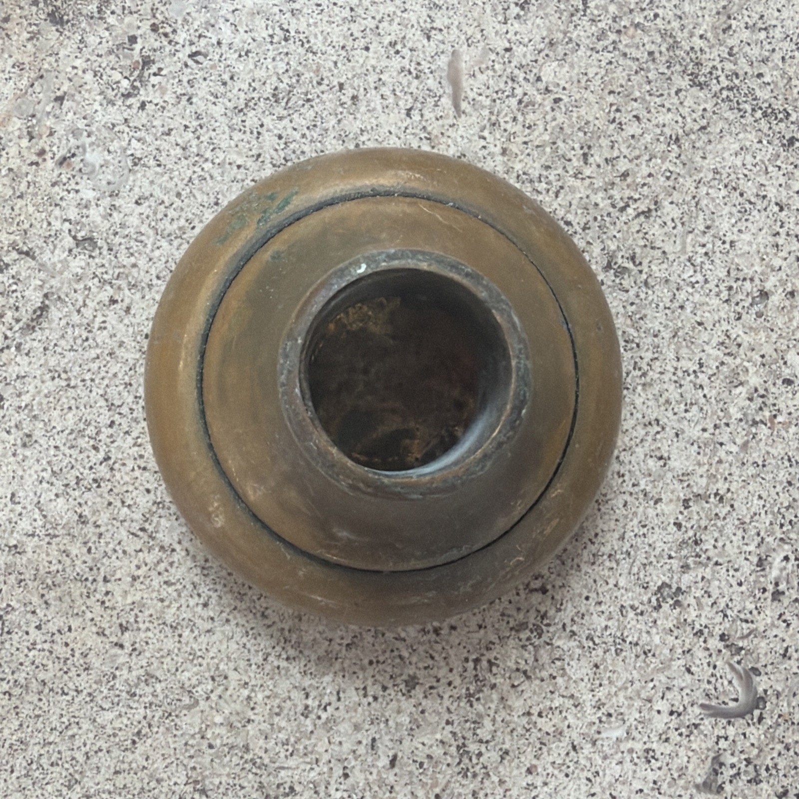 1 Antique 1930s Circle Design Hollow Brass Door Pull Knob Handle Vintage Patina