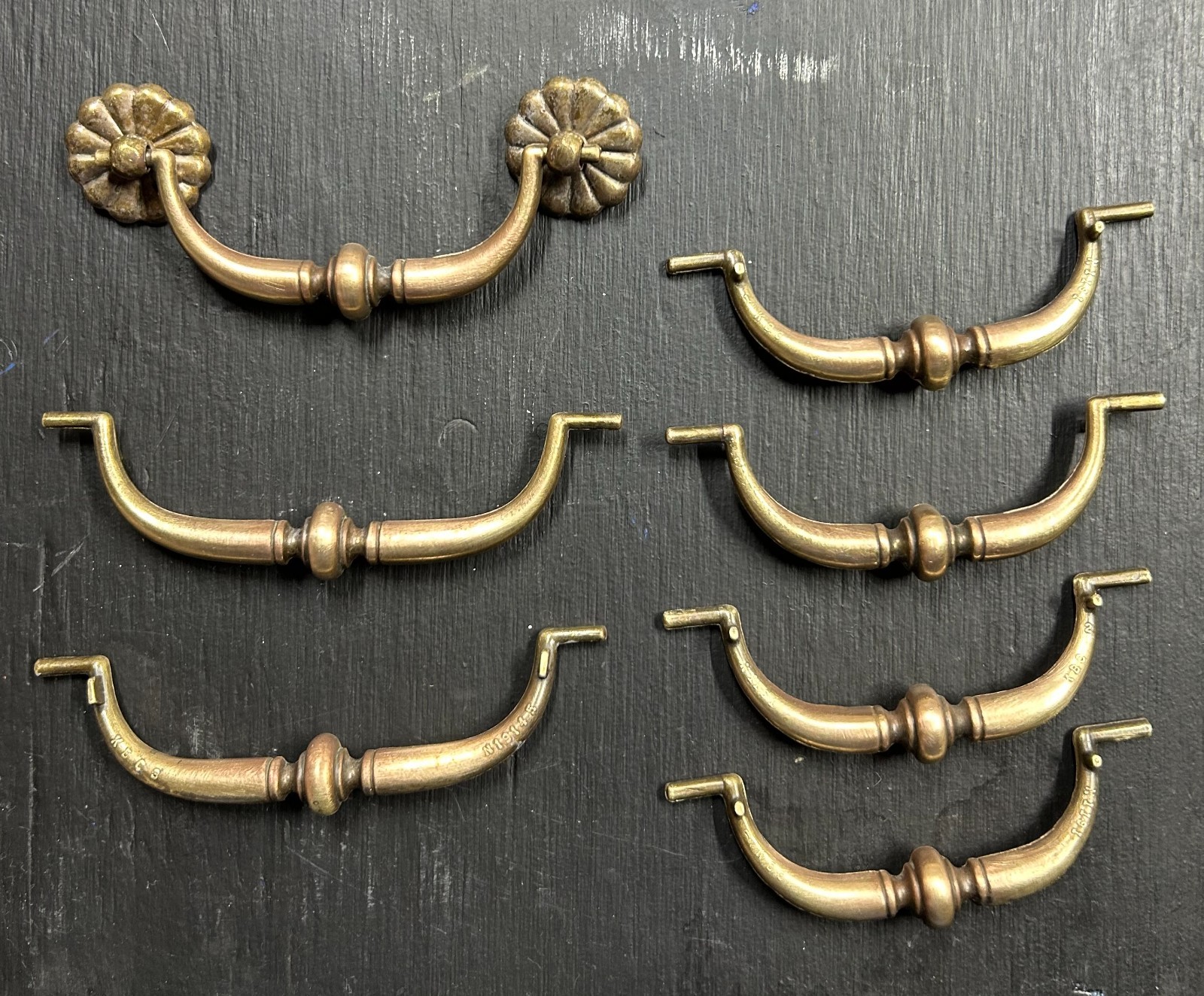 Keeler Brass Company antique drawer pulls x6
