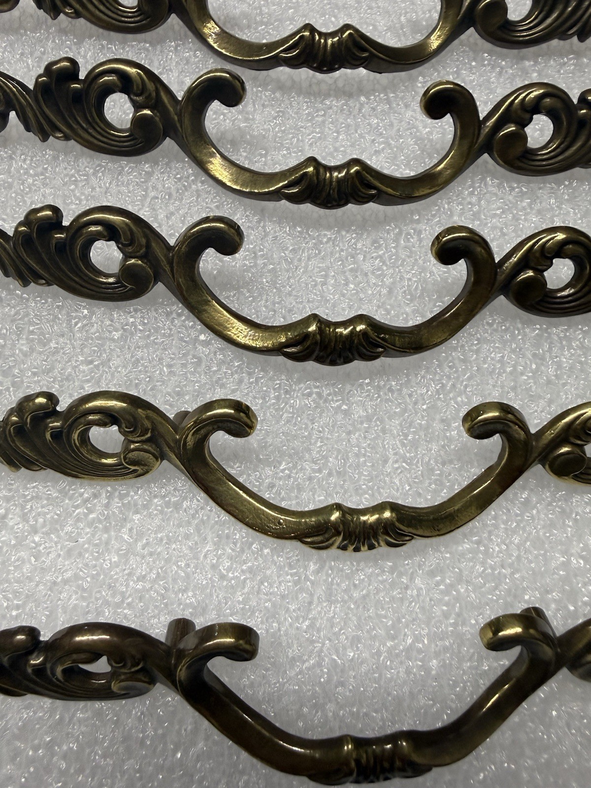 5 Vintage Antique Keeler Brass Co. Hickory Drawer Brass Pulls 8” Victorian (28)