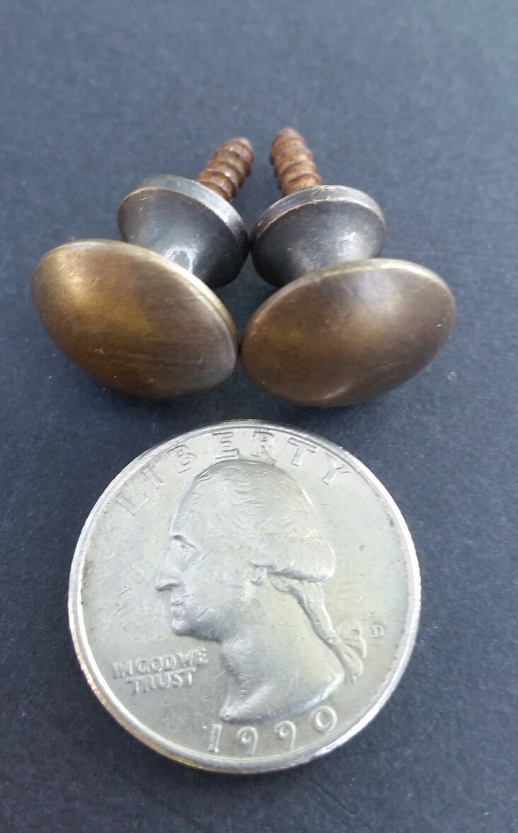 Pair (2) Solid Brass Stacking Barrister Bookcase Hoosier 5/8″ Knobs Pulls #K2