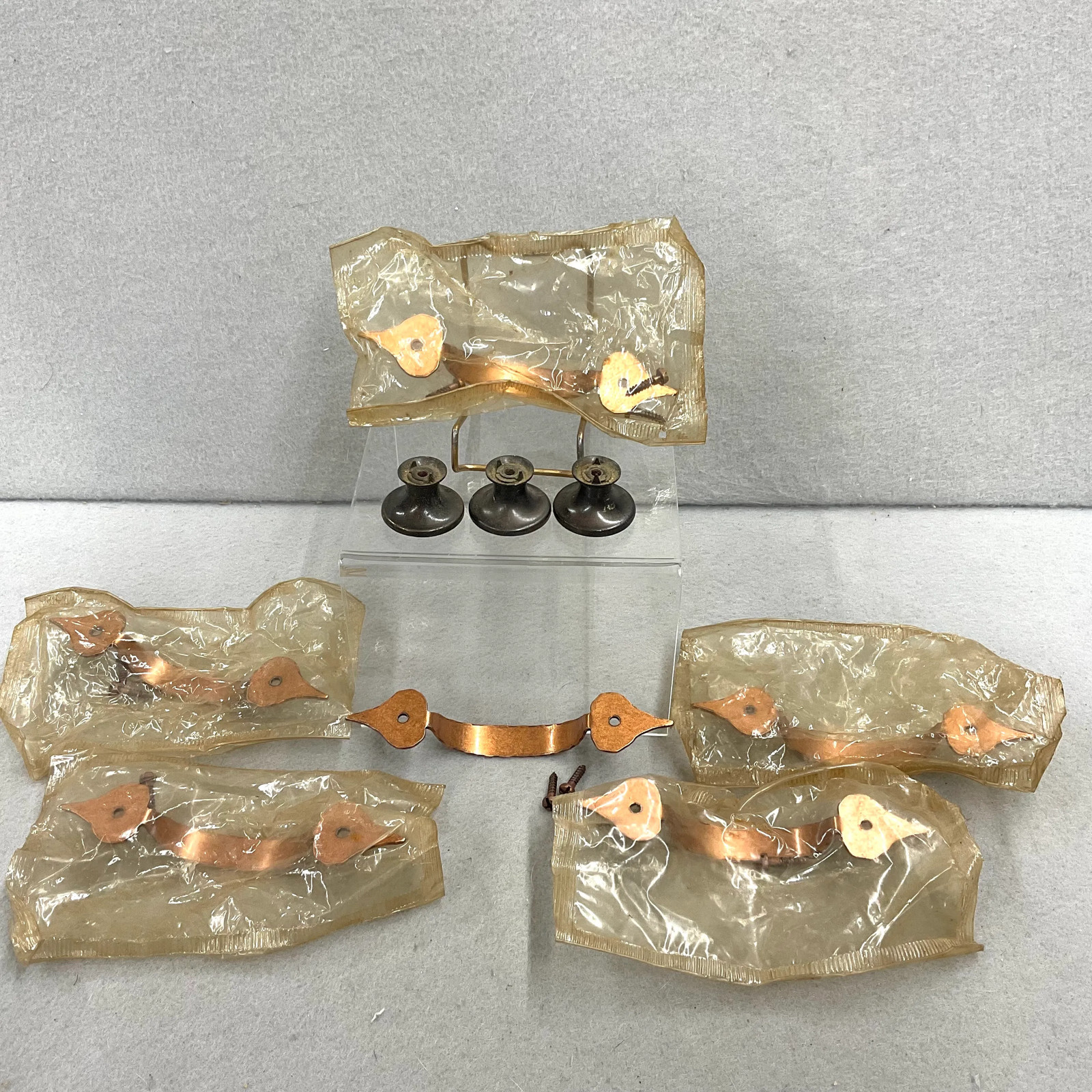 Vintage Hand Hammered Style Copper Cabinet Hardware 6 Drawer Pulls 3 Drawer