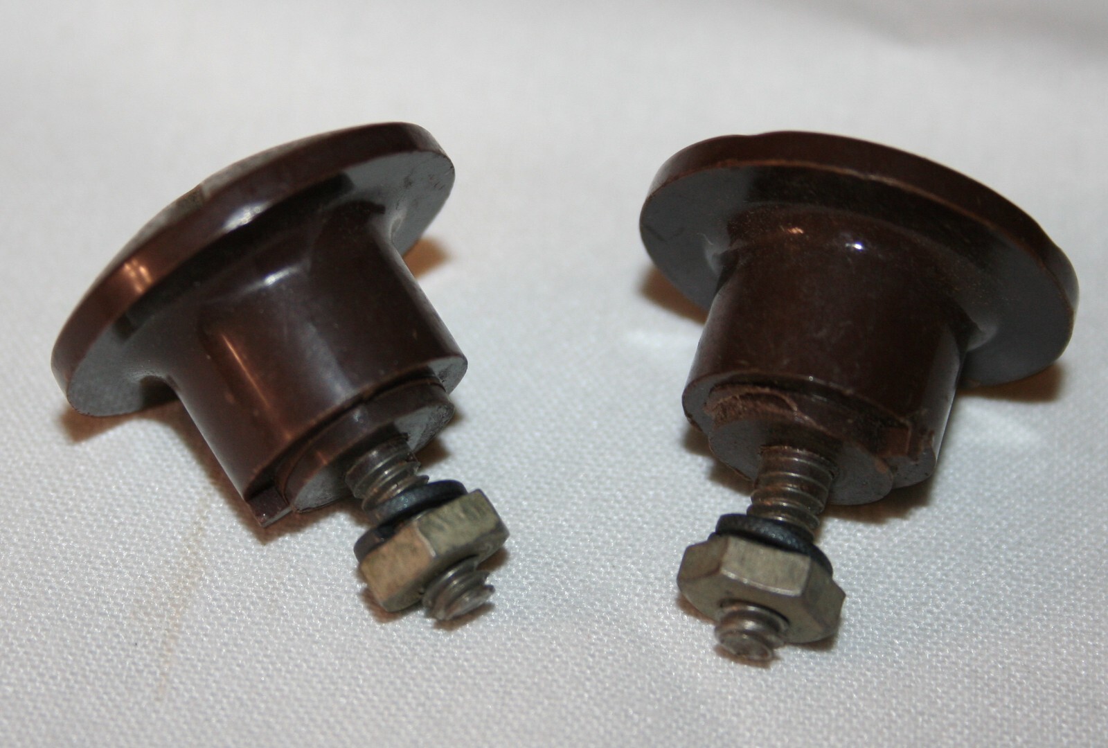 2 Bakelite Brown Art Deco Radio/Drawer Pull Knobs