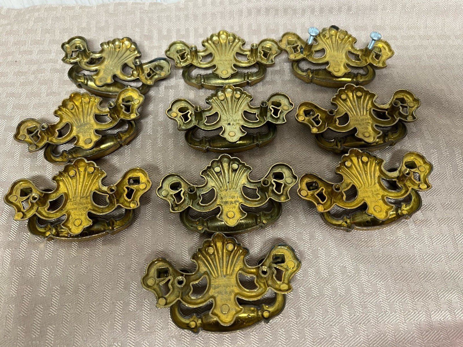 Lot 10 Vintage Brass Drop Bail Pull Handle Drawer 1986 BPC 21016 Chipendale