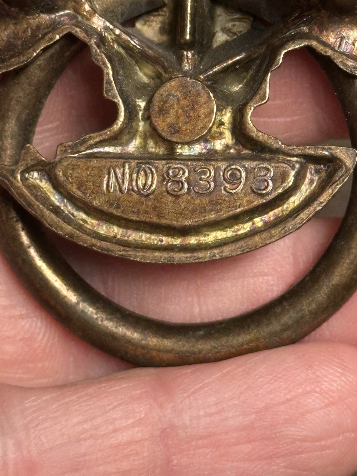 Vintage Eagle Ring Drawer Pulls Antique Brass Cabinet Hardware Pair No 8393