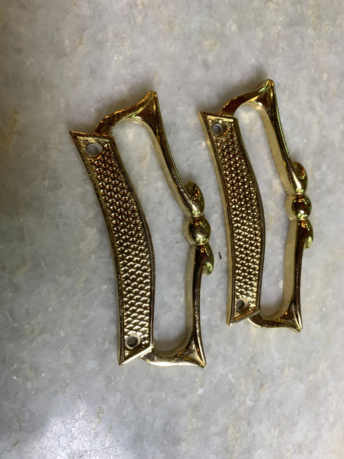 Antique Vintage Mid Century Modern MCM Steel Metal Handle Handles Gold Gilded
