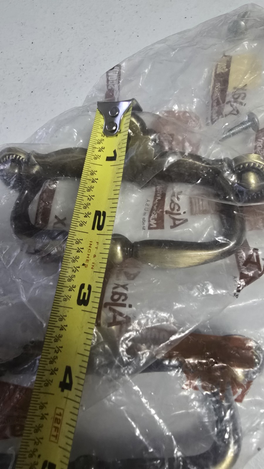 6 NOS VINTAGE BRASS AJAX FIXED BAIL BATWING DRAWER PULLS Key Hole Chippendal