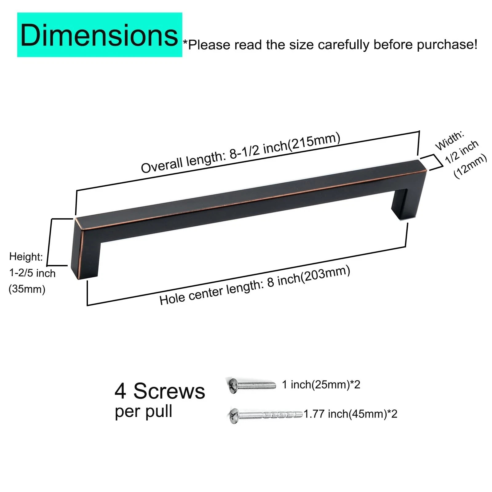 Aibeli 10 Pack Black Cabinet Pulls 8 Inch 203 mm Hole Centers