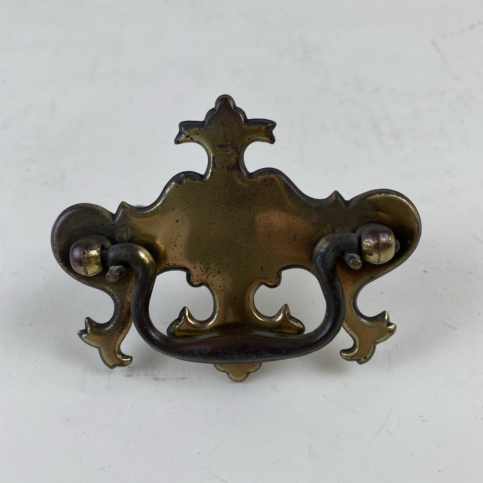 Vintage Bat Wing Drawer Drop Bail Pull Handle Brass Plate 2.5” Center to Center