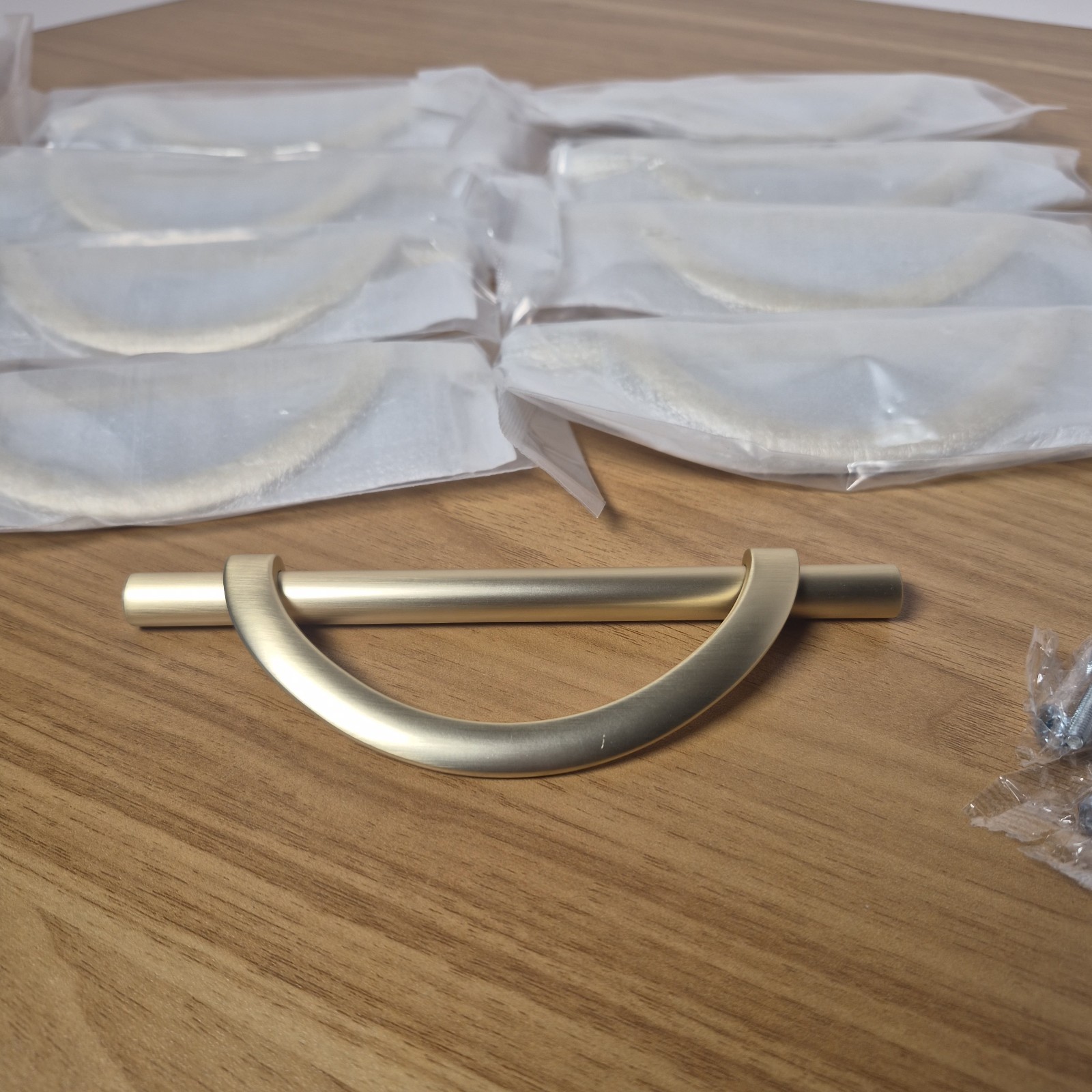 Set of 9 Satin Brass Half Moon Cabinet Pulls 3.75″ 96mm MCM Crescent Drawer…