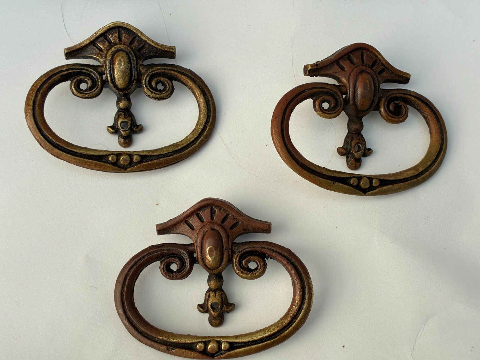 Lot Brass & Metal Pulls Cabinet Handle Mixed Material Distressed Vintage Salvage