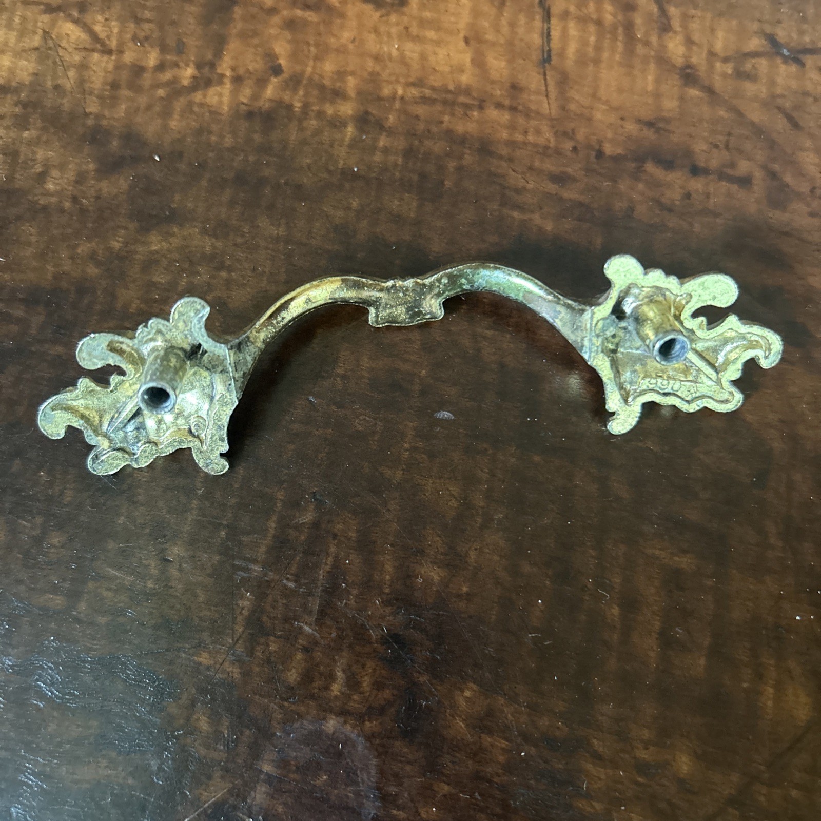 6 Vintage NOS Ajax Drawer Pulls Handles Scroll White Gold Ornate Hardware 990