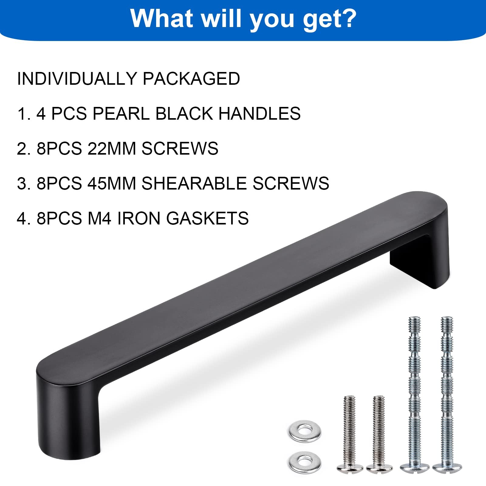 Weaverbird 4 Pack Cabinet Handles Pearl Black Drawer Pulls Furniture Cabinet