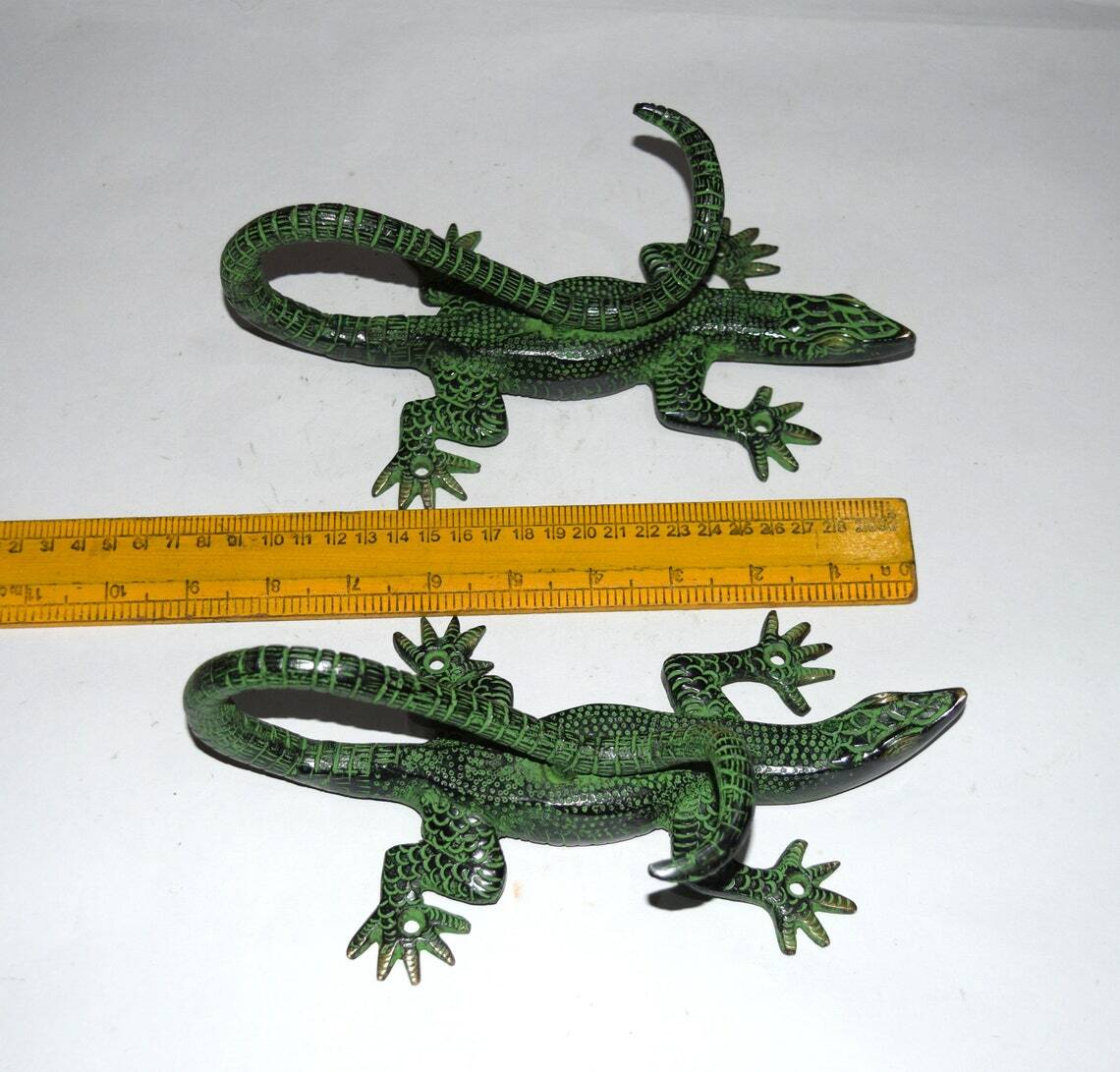 9” Inches Lizard Brass Door Handle Komodo Dragon Gate Pull Entry Club Dec HK115