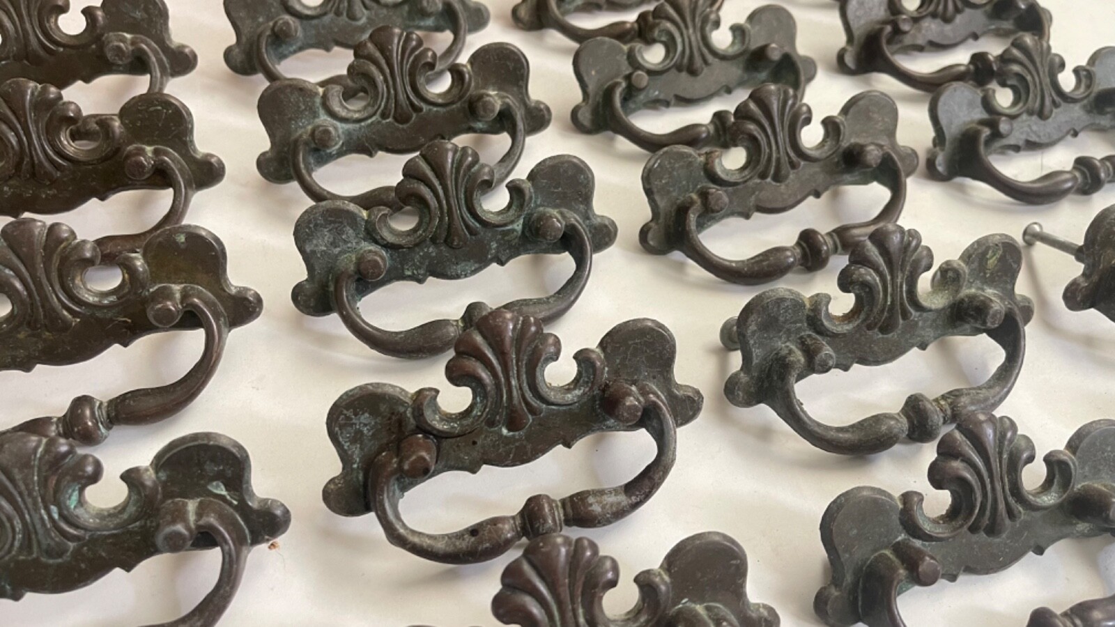 20 VTG Chippendale Phyfe Regency French BRASS Drawer Pull 3″ Ctr Handles P16006