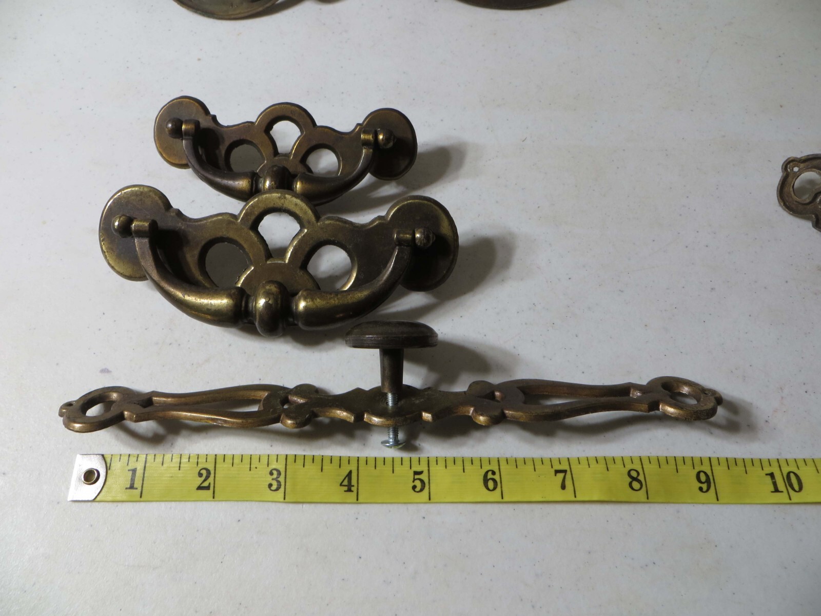 Vintage Drawer Pull Lot Zinc with Light Brushed Brass Plating