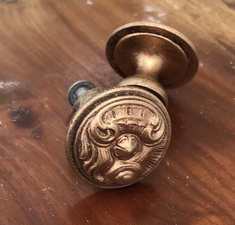 Vintage French drawer pull antique brass Provincial Door Dresser ￼round 1 ¼” dia