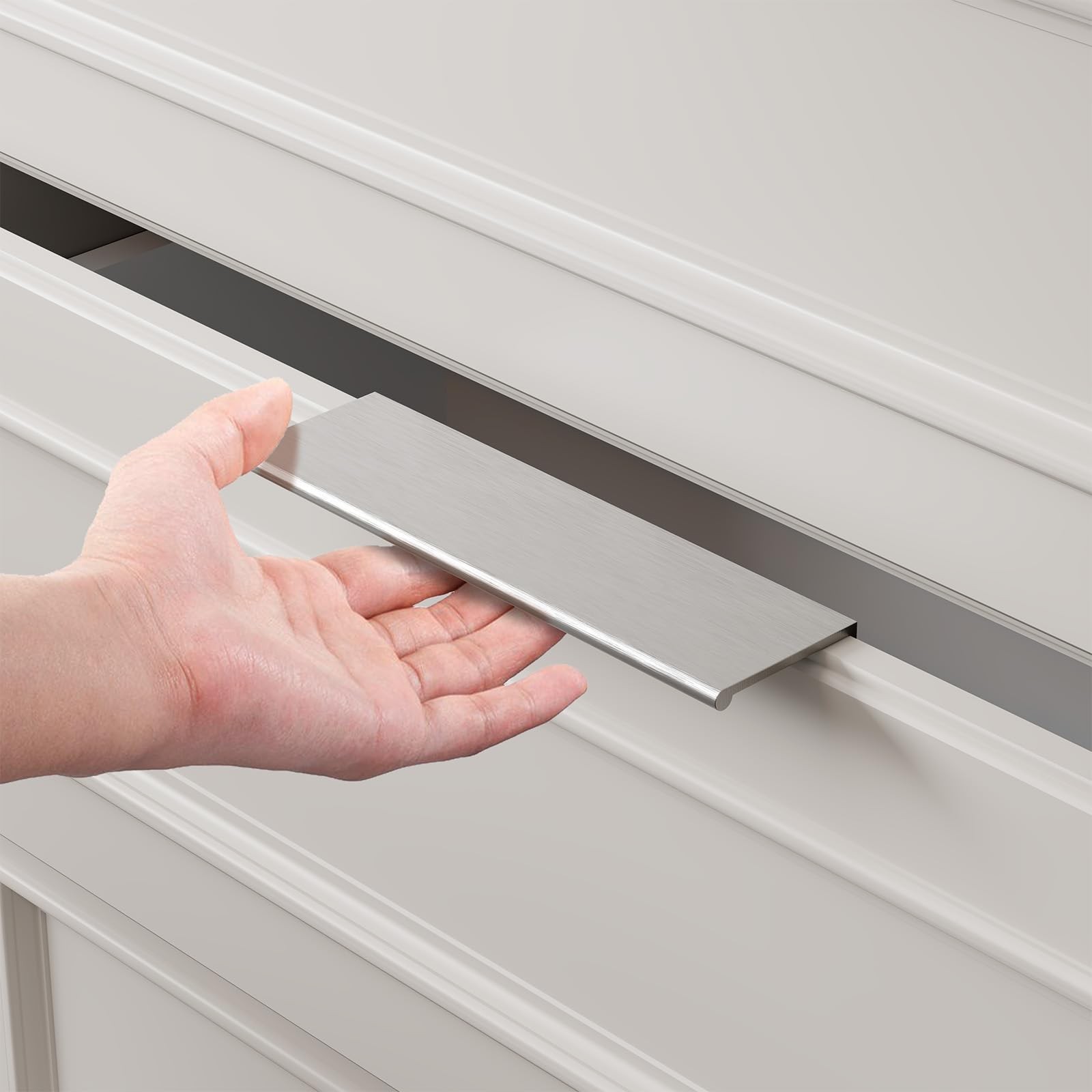 Homdiy 25 Pack Brushed Nickel Cabinet Pulls 5 Inch Edge Finger Pull For Kitchen