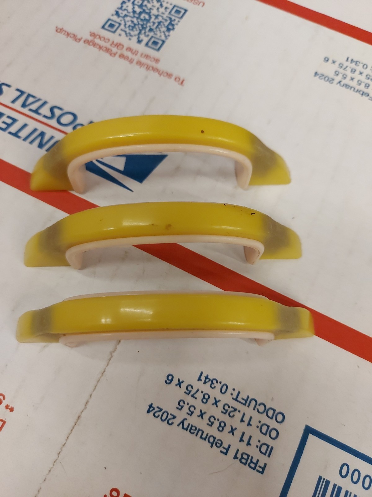 Vintage Drawer Pulls Yellow MCM Style Art Deco Atomic Decor Plastic