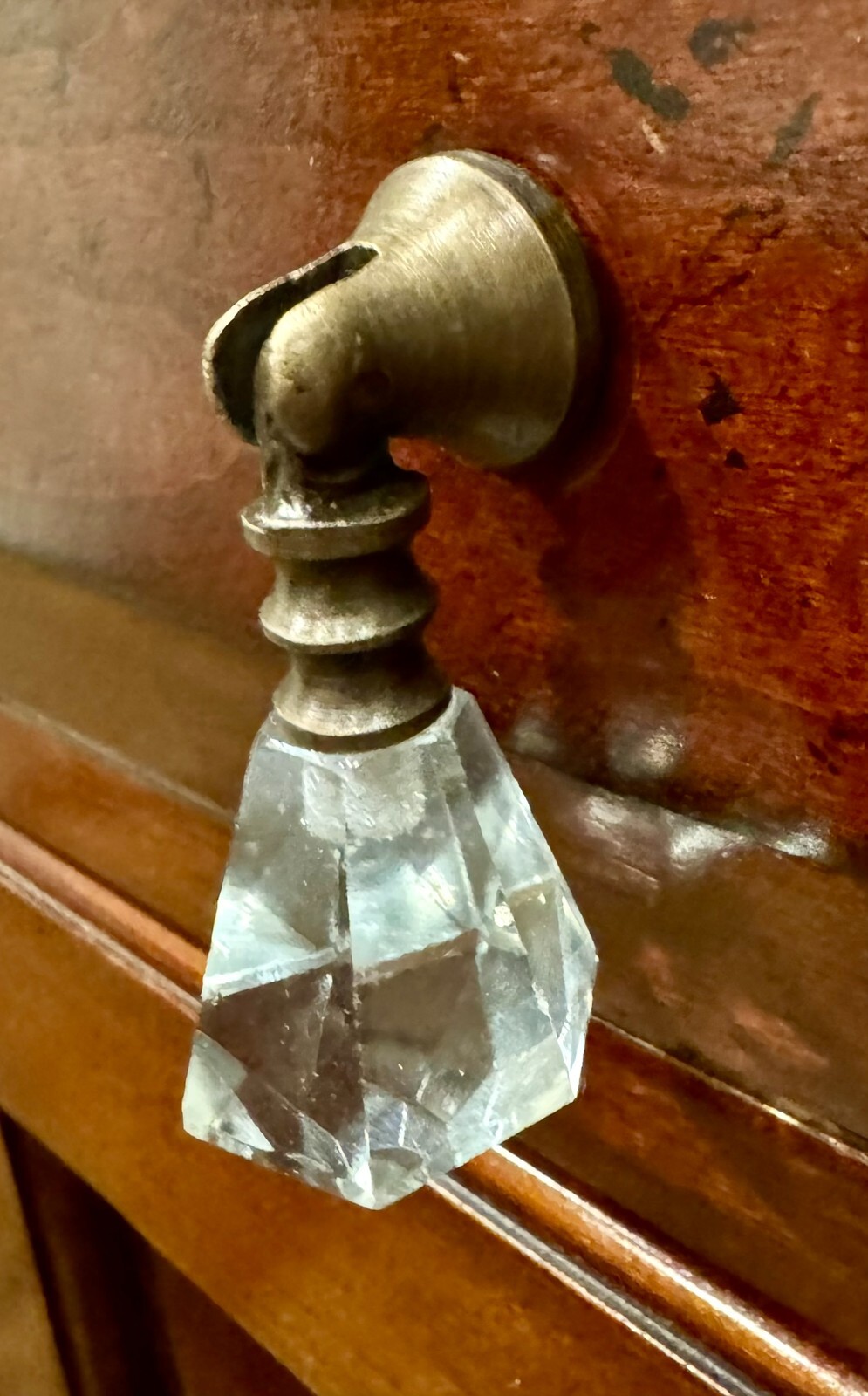 2 Vintage Hinge Tear Drop Clear Glass Furniture Hardware Door Drawer Knobs Pulls