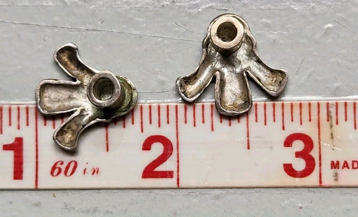 Pair Antique Sterling Silver Art Deco Floral Pulls – Fleur-de-lis Finials 5.93g