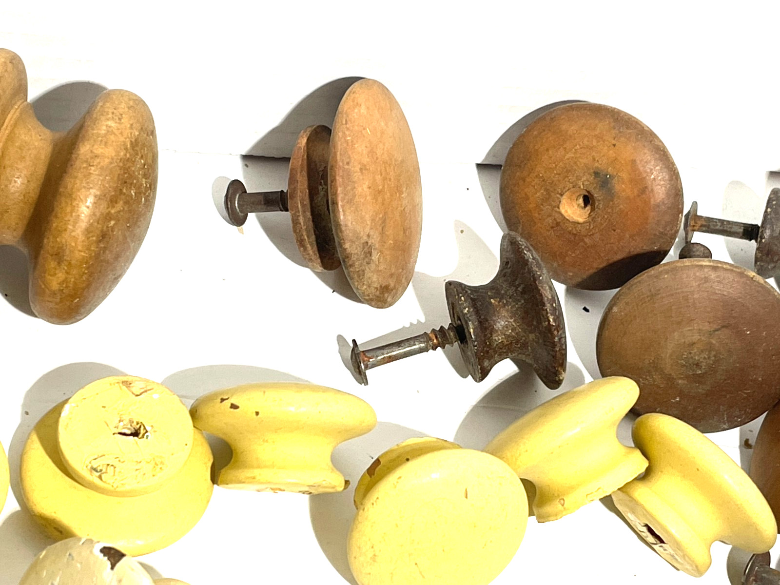 Vin. 1800’s~1920’s Salvaged Lot 52 Round, Square & Odd Wooden Drawer Pull Knobs
