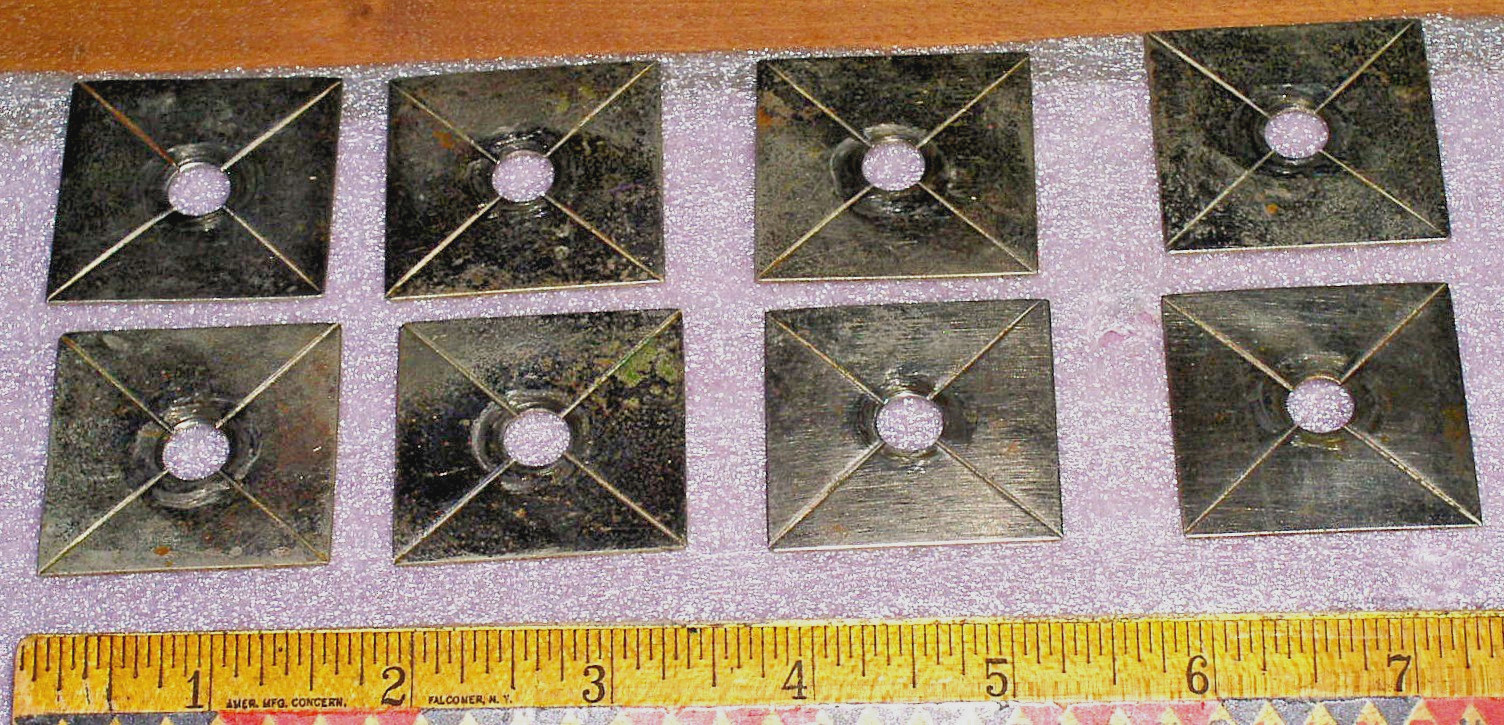 Eastlake Period Back Plates Furniture Hardware Nickel over Brass 1″sq QTY (8)