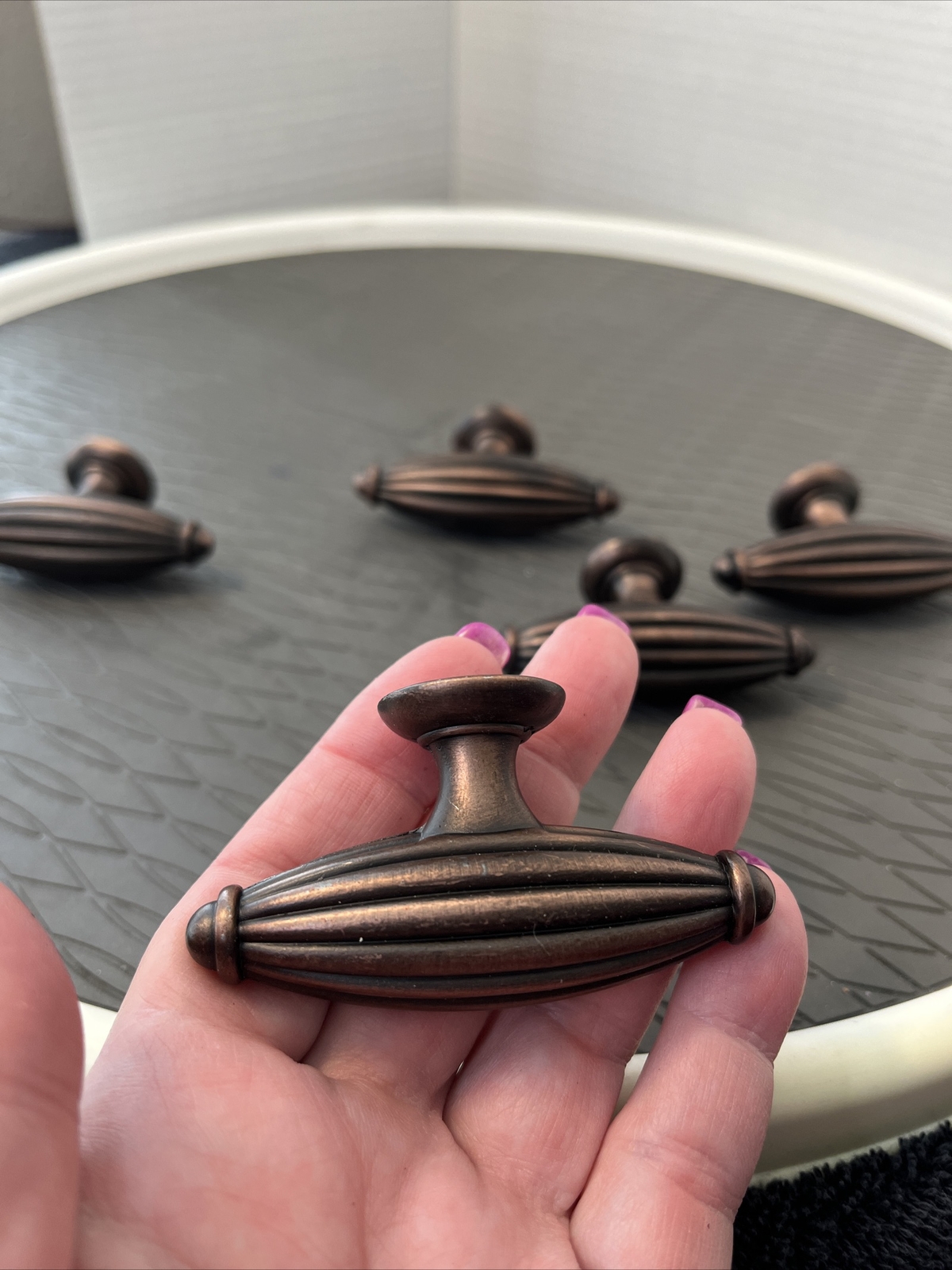 Metal (brown Rust Color) Furniture Knobs Pulls 3” Set Of 5