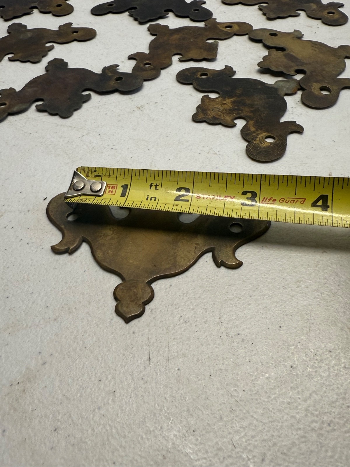 Antique Chippendale Brass batwing set of 12 old surface hardware restoration
