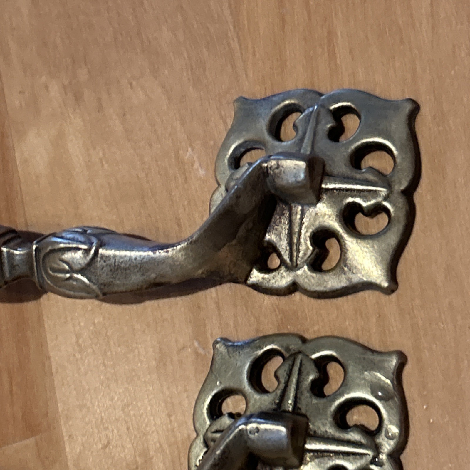 Set 6 Large Vintage 70s Solid Brass Celtic Drawer Handles Pulls 5 5/8” Centers