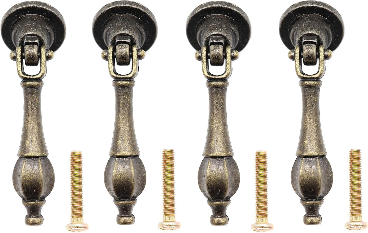 10-Pack Antique Vintage Tear Drop Pulls with Pendant for Dresser Drawer Cabniet